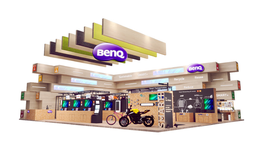 The BenQ Group presents a green booth compliant with ISO 20121 at COMPUTEX Taipei 2023 showcasing smart solutions, highlighting innovative and sustainable values 